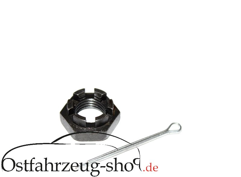 Kronmutter + Splint für Laufbolzen Trabant 500,600,601