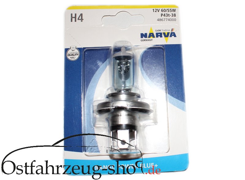 Glühbirne H4 Power Blue+ 12V 60/55W für Hauptscheinwerfer Trabant 601, 1.1 , Wartburg, Barkas B1000