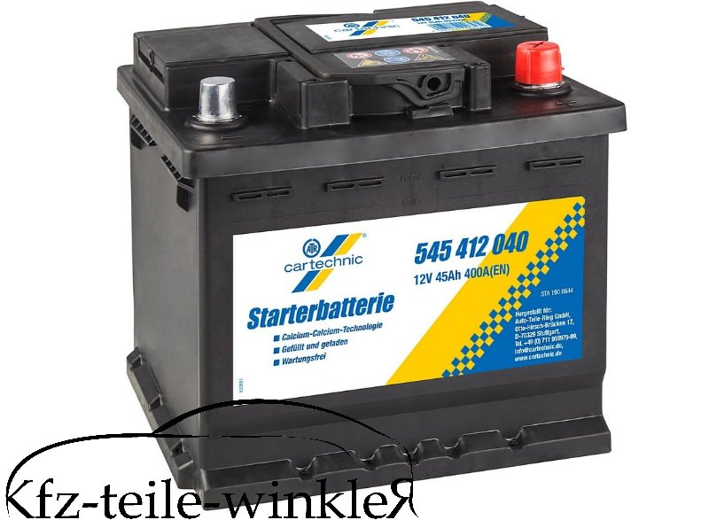 12V/45Ah Cartechnic Starterbatterie Batterie f. Trabant 601, 1.1 Wartburg,